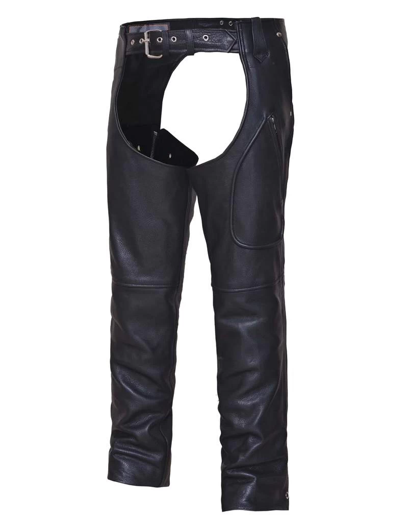 'Unik' Unisex Naked Cowhide Leather Ultra 3 Pocket Chaps - Black 3 'Unik' Unisex Naked Cowhide Leather Ultra 3 Pocket Chaps - Black
