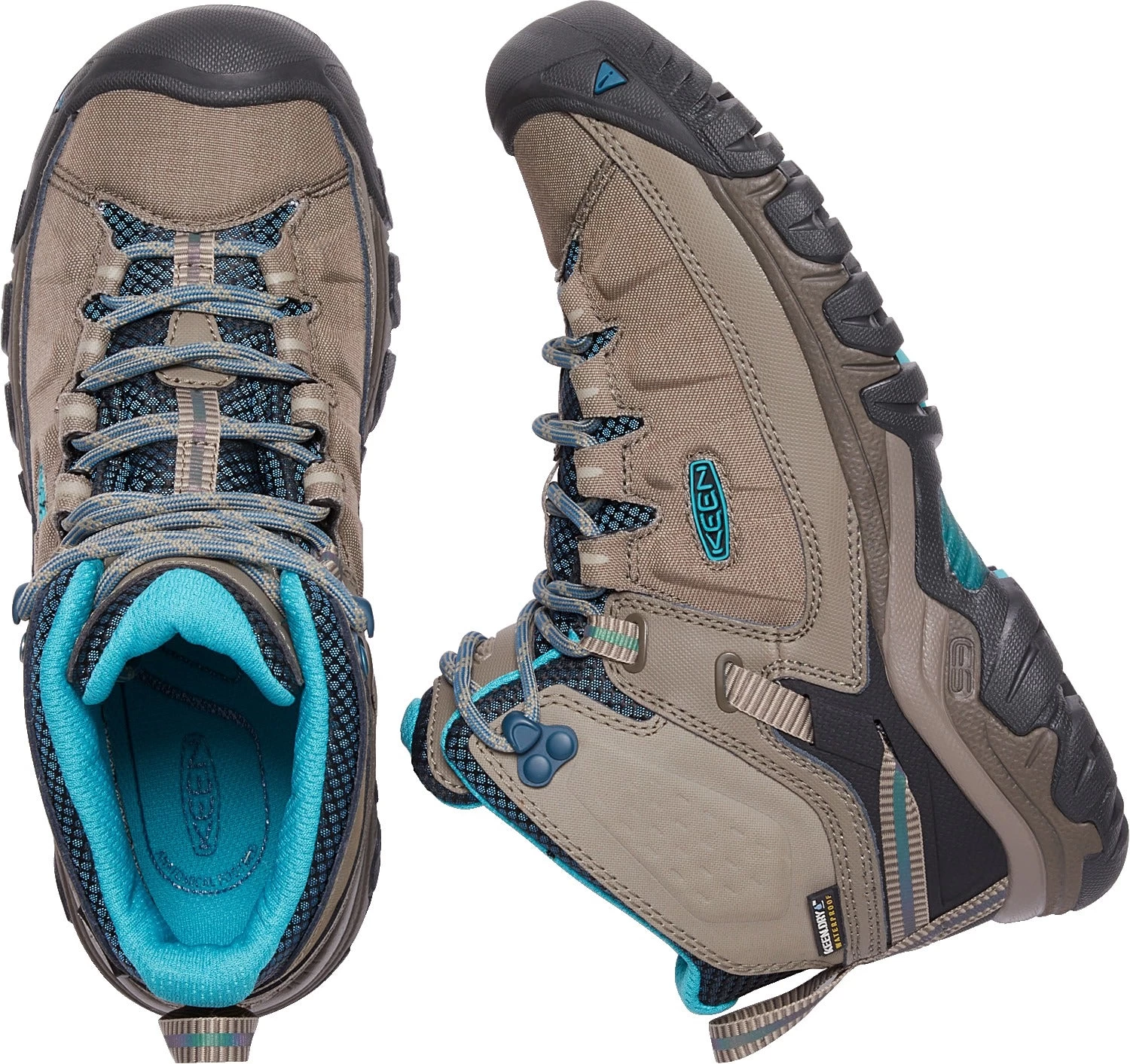 'Keen Outdoor' Women's Targhee EXP WP Mid Hiker - Brindle / Blue Coral 4 'Keen Outdoor' Women's Targhee EXP WP Mid Hiker - Brindle / Blue Coral - Image 2