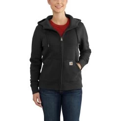 'Carhartt' Women's Clarksburg Full Zip Hoodie - Black -Outfit Go Shop 102788001 WF18 1 1024x1024@2x