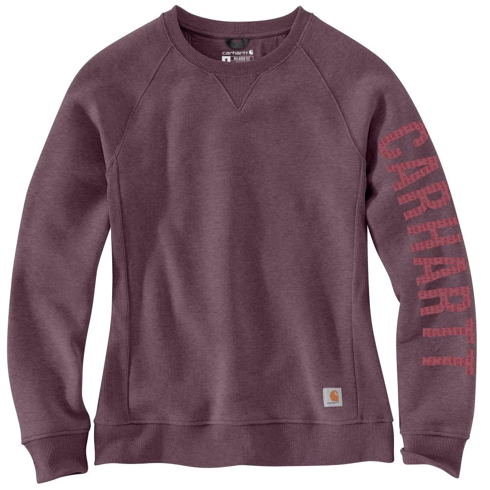'Carhartt' Women's Midweight Logo Sleeve Crewneck Sweatshirt - Blackberry Heather 5 'Carhartt' Women's Midweight Logo Sleeve Crewneck Sweatshirt - Blackberry Heather - Image 3