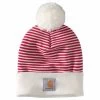 'Carhartt' Adult Knit Pom Pom Cuffed Beanie - Red Stripe -Outfit Go Shop 104884 600 MF21 1024x1024@2x