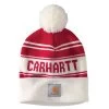 'Carhartt' Adult Knit Pom Pom Cuffed Logo Beanie - Red / White -Outfit Go Shop 105168 600 MF21 e 1024x1024@2x
