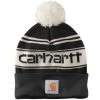 'Carhartt' Adult Knit Pom Pom Cuffed Logo Beanie - Black / White -Outfit Go Shop 105168 BLK MF22 e 1024x1024@2x