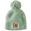 'Carhartt' Women's Rib Knit Sherpa-Lined Pom Pom Beanie - Jade -Outfit Go Shop 105469 L08 WF22 e 1024x1024@2x
