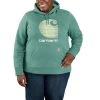 'Carhartt' Women's Rain Defender® Midweight Graphic Hoodie - Slate Green Heather -Outfit Go Shop 105636 L05 WF22P b 1 1024x1024@2x