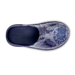 'OOFOS' Women's OOcloog Clog Limited Edition - Navy / Silver Snake -Outfit Go Shop 1203NVYSILSNK shot6 1024x1024@2x