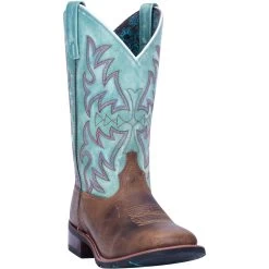 'Laredo' Women's 11" Anita Western Square Toe - Brown / Turquoise -Outfit Go Shop 5607 1 1024x1024@2x