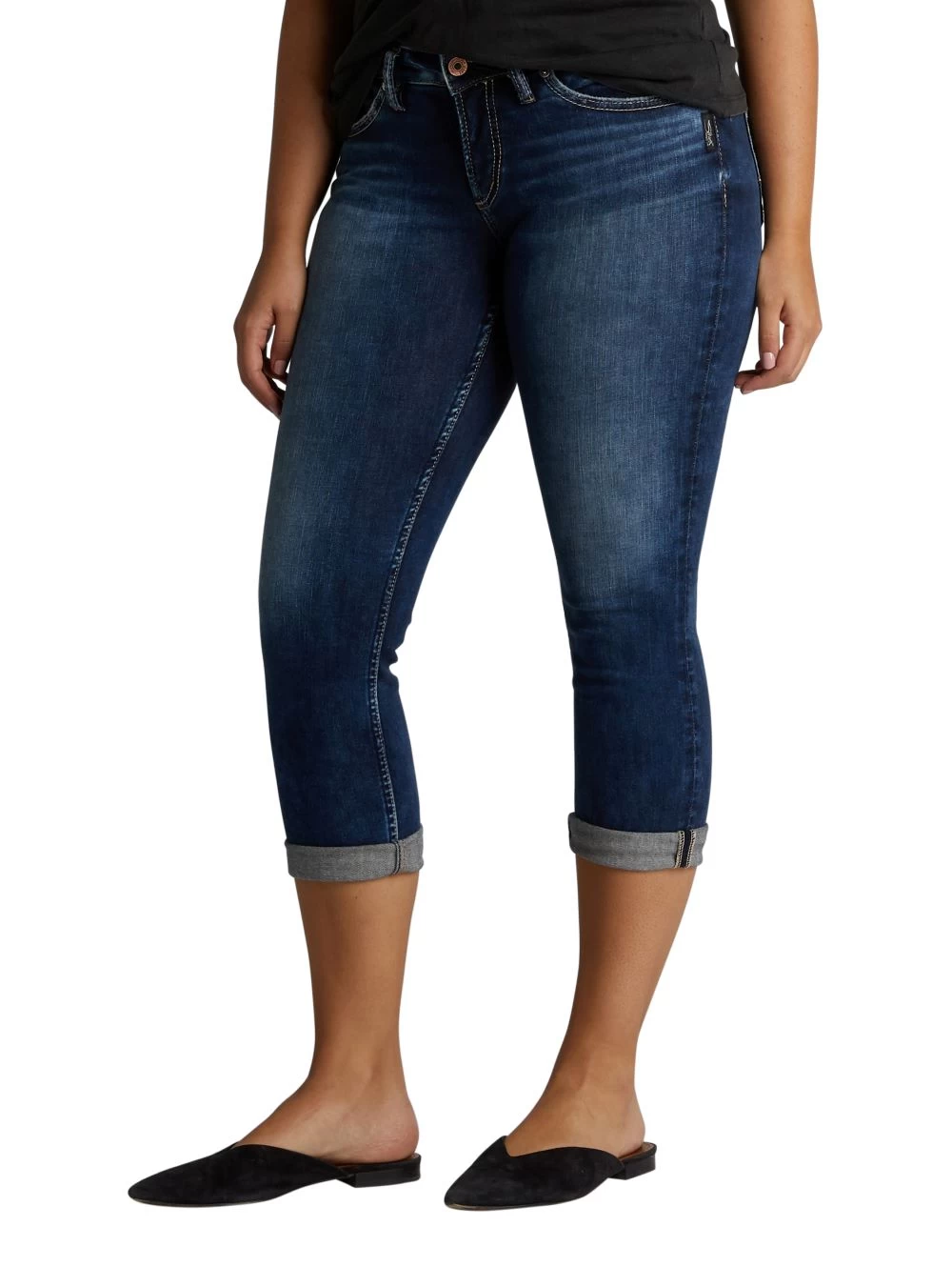 'Silver Jeans' Women's Suki Mid Rise Curvy Capri - Dark Indigo 3 'Silver Jeans' Women's Suki Mid Rise Curvy Capri - Dark Indigo