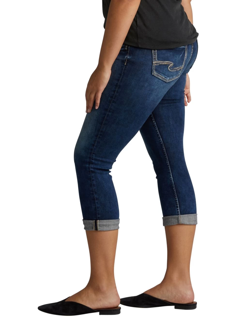 'Silver Jeans' Women's Suki Mid Rise Curvy Capri - Dark Indigo 5 'Silver Jeans' Women's Suki Mid Rise Curvy Capri - Dark Indigo - Image 3