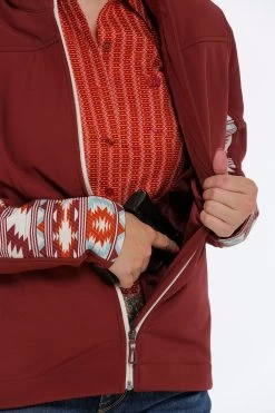 'Cinch' Women's Concealed Carry Bonded Jacket - Burgundy