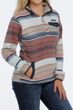 'Cinch' Women's Polar Fleece Pullover - Serape Light Blue