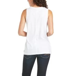 'Ariat' Women's Element Sleeveless Tank - White -Outfit Go Shop S21 WMS WEST 10035206 back 1024x1024@2x