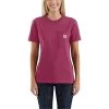 'Carhartt' Women's Heavyweight Pocket Tee - Beet Red Heather -Outfit Go Shop carhartt 103067 R60 womens loose fit heavyweight short sleeve pocket t shirt beet red heather model 1 1024x1024@2x