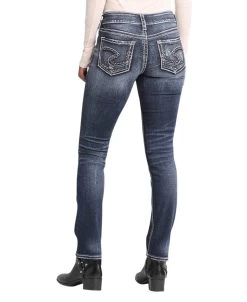 'Silver Jeans' Women's Suki Mid Rise Straight Leg - Distressed Dark Indigo -Outfit Go Shop l93413sdi349 1 1024x1024@2x