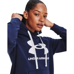 'Under Armour' Women's Rival Fleece Logo Hoodie - Midnight Navy / White -Outfit Go Shop s7.V5 1356318 410 COLLAR 1024x1024@2x