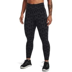 'Under Armour' Women's Meridian Print Ankle Leggings - Black / Jet Grey / Met Silver