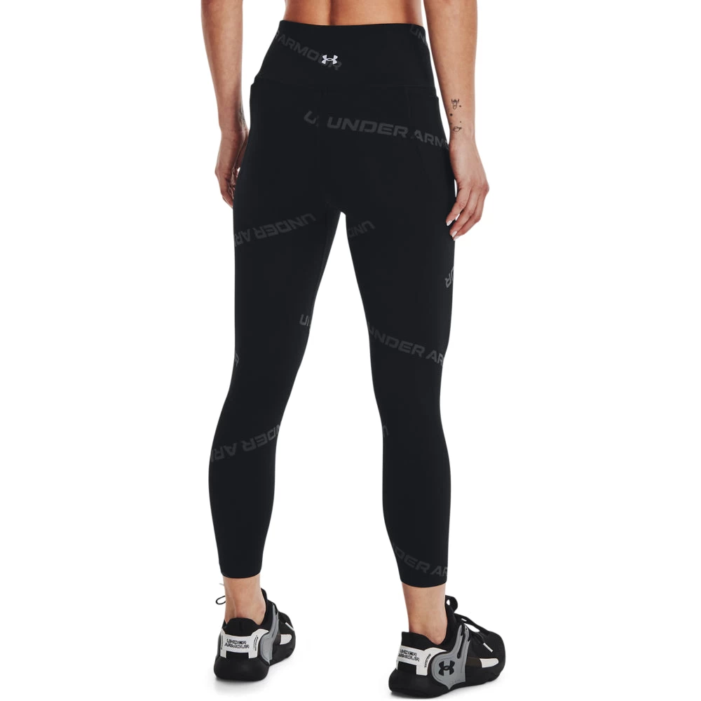 'Under Armour' Women's Meridian Print Ankle Leggings - Black / Metallic Silver 5 'Under Armour' Women's Meridian Print Ankle Leggings - Black / Metallic Silver - Image 3