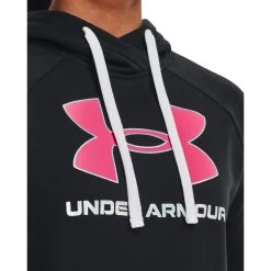 'Under Armour' Women's Rival Fleece Big Logo Foil Outline Hoodie - Black -Outfit Go Shop s7.V5 1369421 002 COLLAR 1024x1024@2x